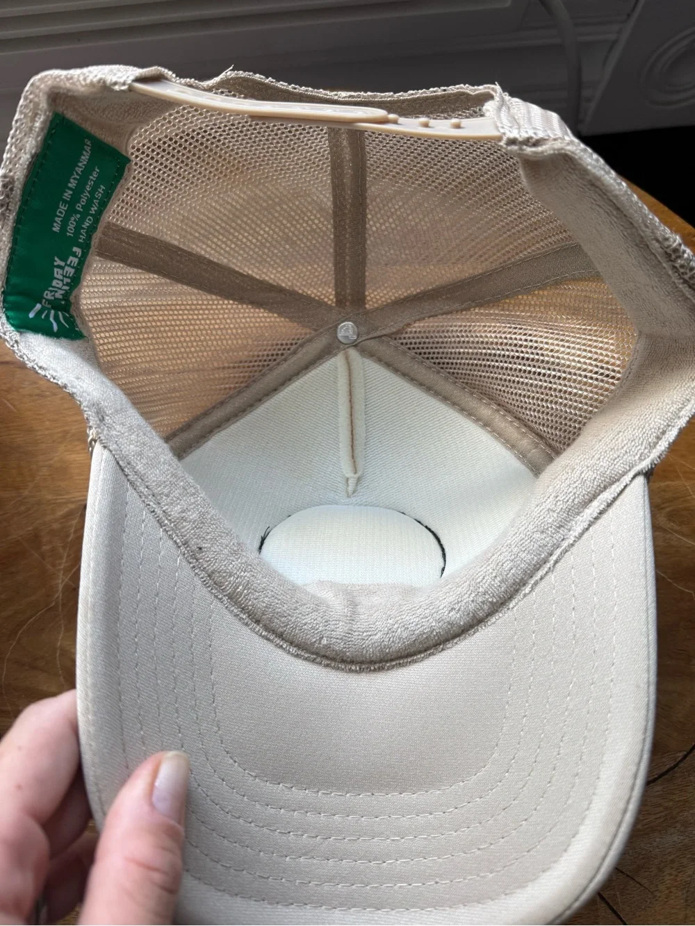 Tired Moms Club Beige Trucker Hat with Embroidered Patch